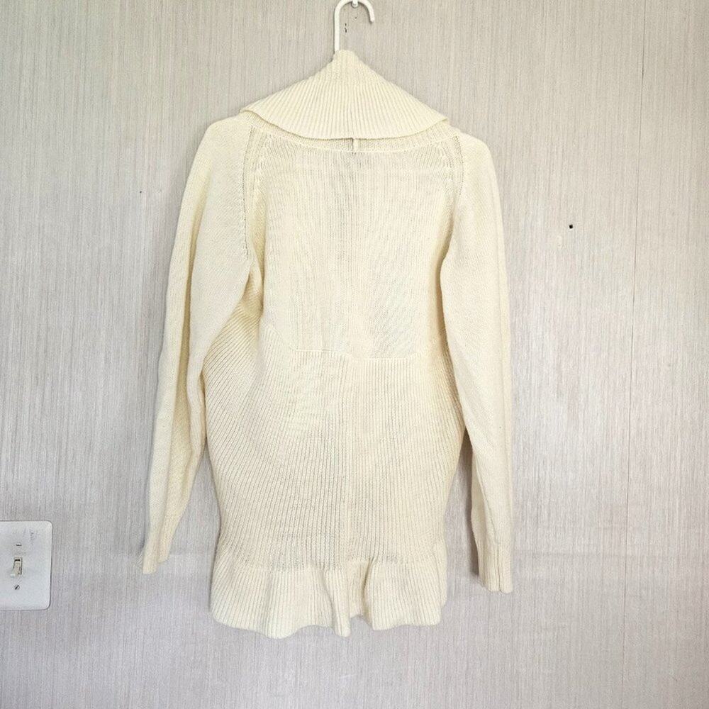 Motto Shawl Collar Cardigan Sweater Rib Knit Button Front -Cream-size 1X - Picture 2 of 8